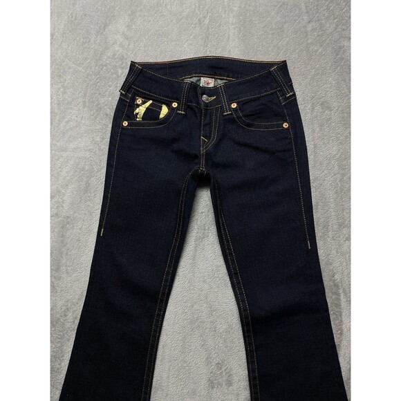 True Religion Bobby Gold Painted Pockets Women's Low-Rise Bootcut Jeans Sz 28 - Picture 6 of 12